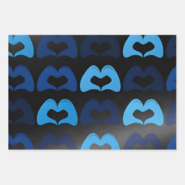 Blue Heart Hands Wrapping Paper - Premium Wrap