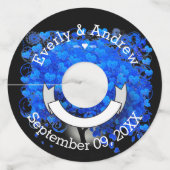 Blue Heart Leaf Tree Wedding/Room voor gastnaam Wijnglaslabel (Voorkant)