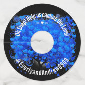 Blue Heart Leaf Tree Wedding/Room voor gastnaam Wijnglaslabel (Achterkant)