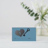 Blue Heart Lock en Key Place Card Plaatskaartje (Staand voorkant)