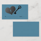 Blue Heart Lock en Key Place Card Plaatskaartje (Voorkant / Achterkant)