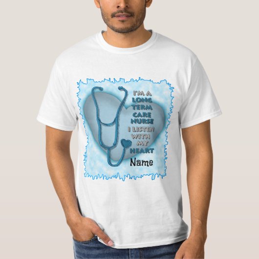 Blue Heart Long Term Care Nurse T-shirt (Voorkant)