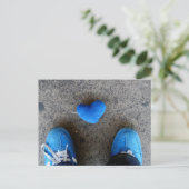 Blue Heart Love Briefkaart (Staand voorkant)