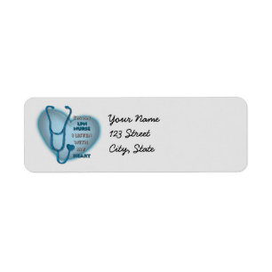 Blue Heart LPN Nurse nom personnalisé étiquette