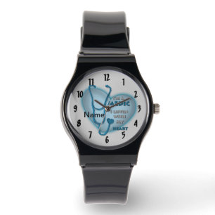 Blue Heart Nurse Medic Horloge
