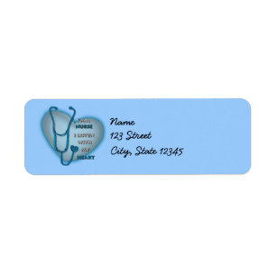 Blue Heart Nurse nom personnalisé étiquettes