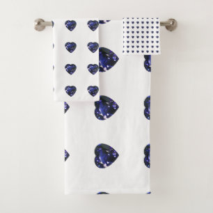 Blue Heart Pattern Bad Handdoek