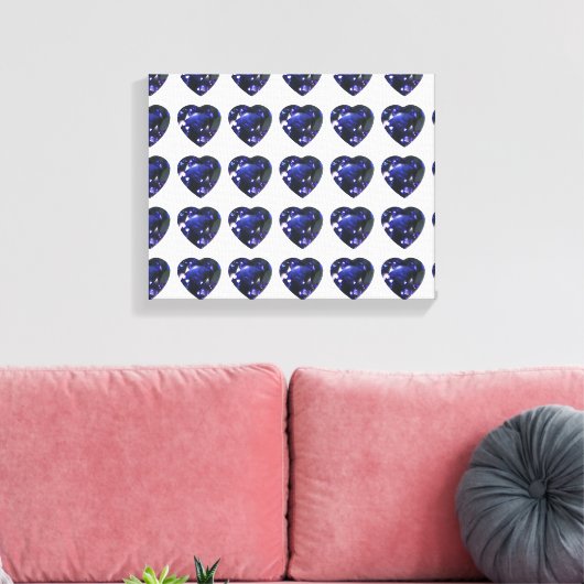 Blue Heart Pattern Canvas Afdruk (Insitu (Woonkamer))