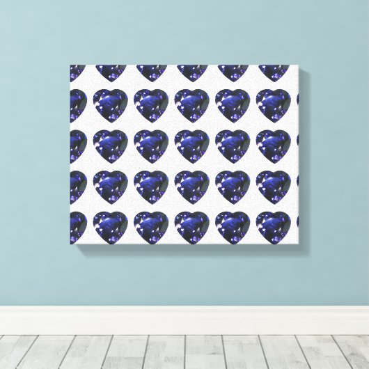 Blue Heart Pattern Canvas Afdruk (Insitu (Houten vloer))