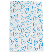 Blue Heart Pattern Medium Gift Bag Medium Cadeauzakje (Voorkant)