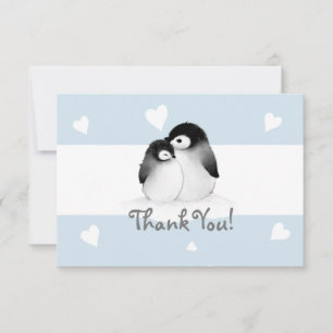 Blue Heart Penguin Dank u briefkaarten