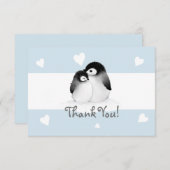 Blue Heart Penguin Merci Cartes de notes (Devant / Derrière)