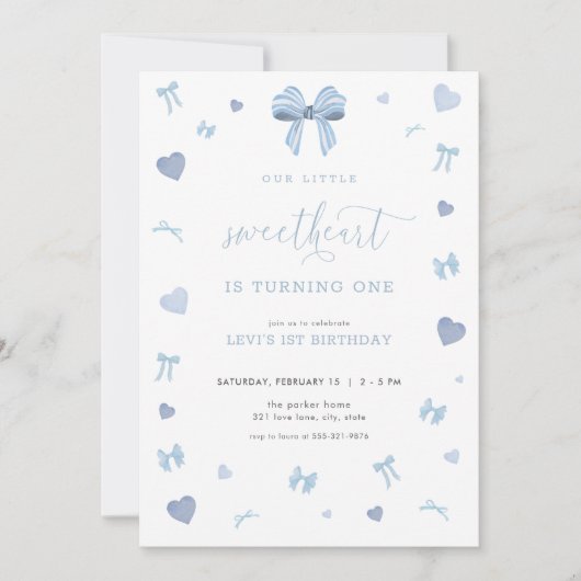Blue Heart Petite amoureuse Invitation Anniversair (Devant)