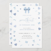 Blue Heart Petite amoureuse Invitation Anniversair (Devant / Derrière)