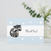 Blue Heart Raccoon Dank je kaart (Staand voorkant)