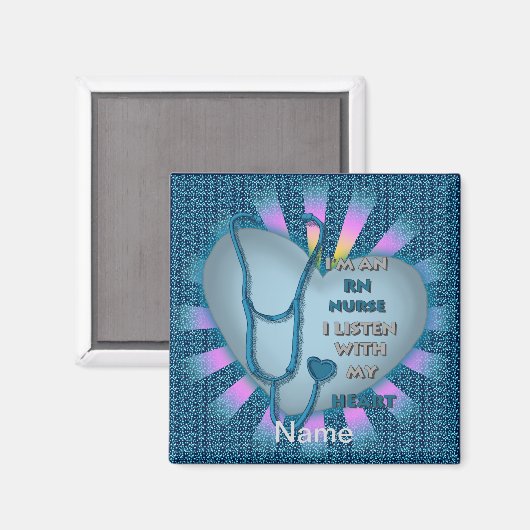 Blue Heart RN Nurse Magnet Magneet (Voorkant / Achterkant)