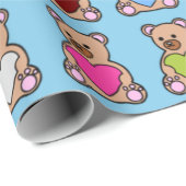 Blue Heart Teddy Bears Cadeaupapier (Rol Hoek)