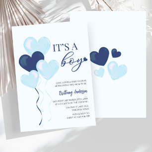 Blue Heart Valentijnse Baby showers Kaart