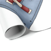 Blue Heart with Candy Canes Country Christmas Cadeaupapier (Rol Hoek)