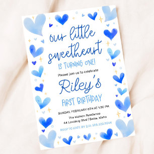 Blue Hearts 1st Birthday Onze kleine liefje Kaart