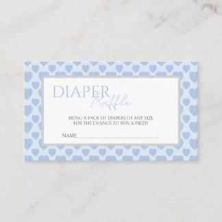 Blue Hearts Baby Shower Diaper Raffle Informatiekaartje