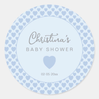 Blue Hearts Baby Shower Ronde Sticker