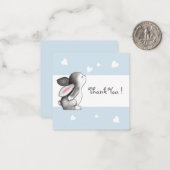 Blue Hearts Bunny Merci Cartes de notes (Devant/Arrière en situation)