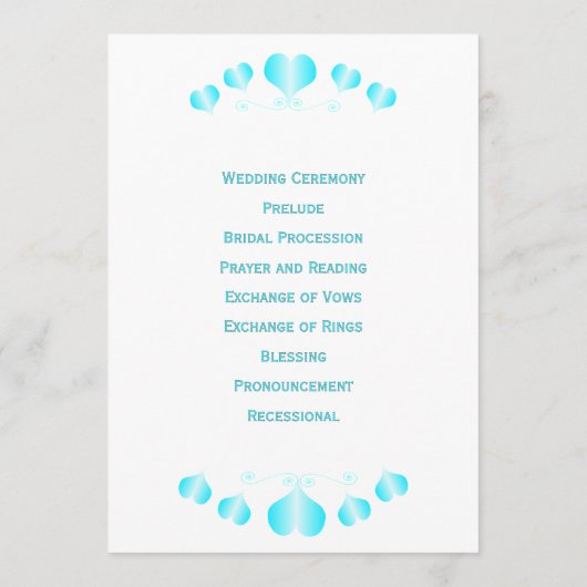 Blue Hearts Design Wedding Programma (Achterkant)