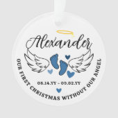Blue Hearts First Christmas Without Angel Photo Ornament (voorkant)