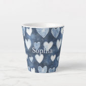 Blue Hearts Latte Mok (Voorkant)