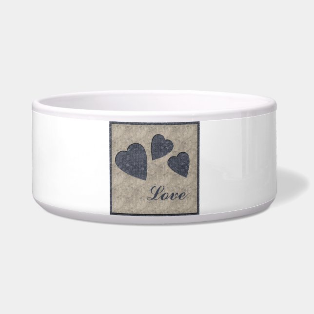 Blue Hearts Love Bowl Voerbakje (Voorkant)