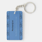Blue Hearts Monogram en Naam met E-mail Sleutelhanger (achterkant)