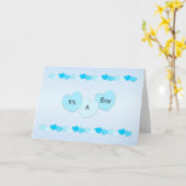 Blue Hearts New Born Baby Boy Kaart (Gele Bloem)