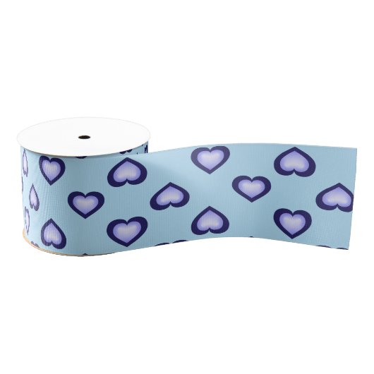 Blue Hearts Patroon Grosgrain Lint (Spoel)