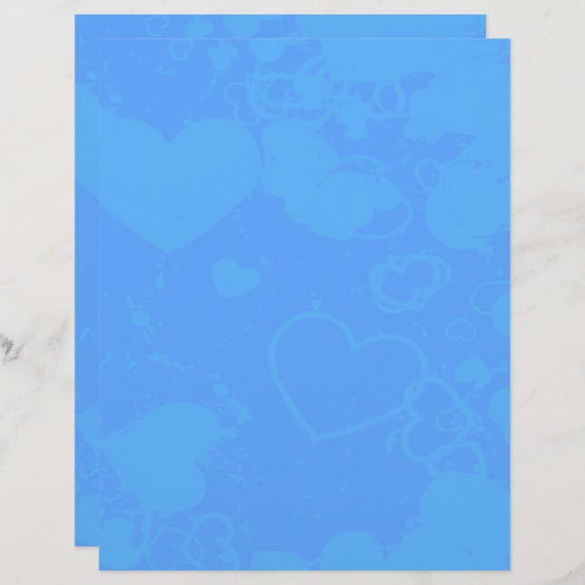 Blue Hearts Pattern Scrapbook Paper (Voorkant / Achterkant)