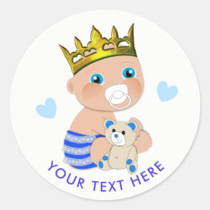 Blue Hearts Prince Baby Boy Shower Personeelsleden Ronde Sticker