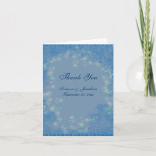 Blue Hearts Sparkly Lights Gepersonaliseerde bruil Bedankkaart