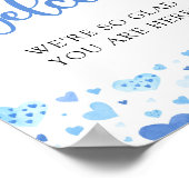Blue Hearts Valentine Baby shower Affiche de bienv (Coin)
