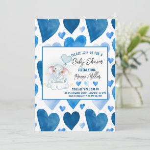 Blue Hearts Winter Baby shower Kaart