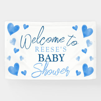 Blue Hearts Winter Baby shower Welkomstbanner Spandoek