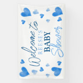 Blue Hearts Winter Baby shower Welkomstbanner Spandoek (Verticaal)