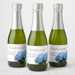 Blue Heaven Bloemstuk Huwelijk Minietiket Sparkling Wijnetiket