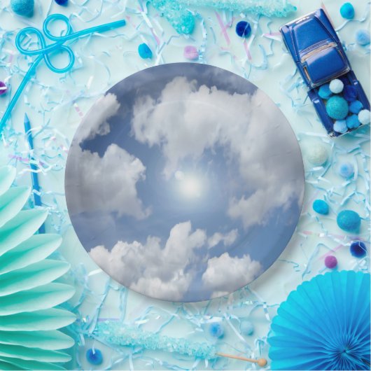Blue Heaven Clouds + jouw ideeën Papieren Bordje (Feest)