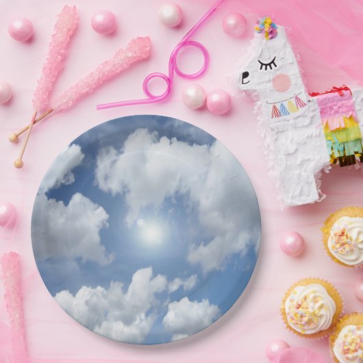 Blue Heaven Clouds + jouw ideeën Papieren Bordje (Feest)