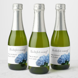 Blue Heaven Floral Custom Wedding Mini Labels Sparkling Wijnetiket