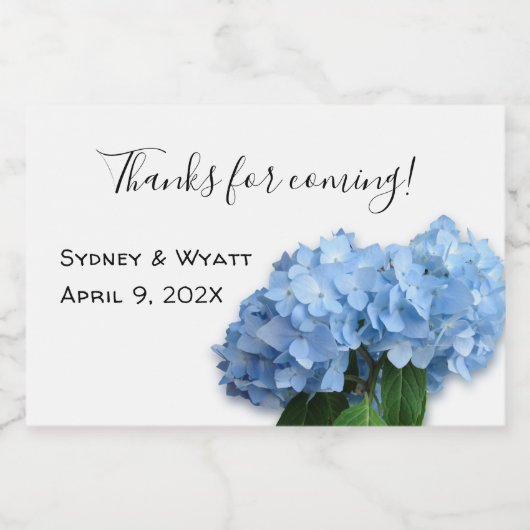 Blue Heaven Floral Custom Wedding Mini Labels Sparkling Wijnetiket (Enkel label)
