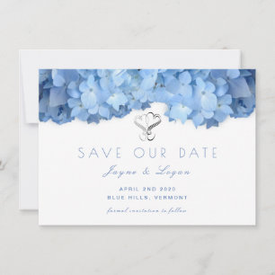 Blue Heaven Floral Save Our Date Hearts Kaart