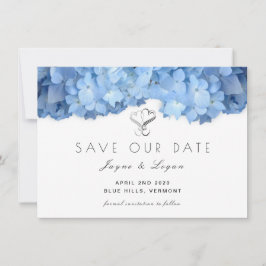 Blue Heaven Floral Save Our Date Hearts Kaart