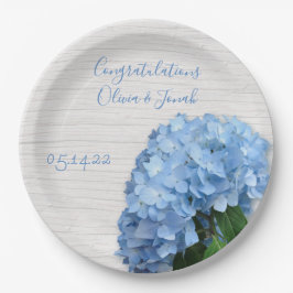 Blue Heaven Floral Wood Wedding Personalized Papieren Bordje