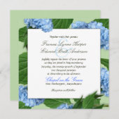 Blue Heaven Square Hydrangea bruiloft uitnodiginge Kaart (Voorkant / Achterkant)
